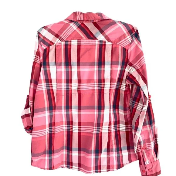 COLUMBIA Wm's L Omni-Shade Nylon Shirt Quick Dry Vented Fish Hike Camp Outdoors - Picture 2 of 12